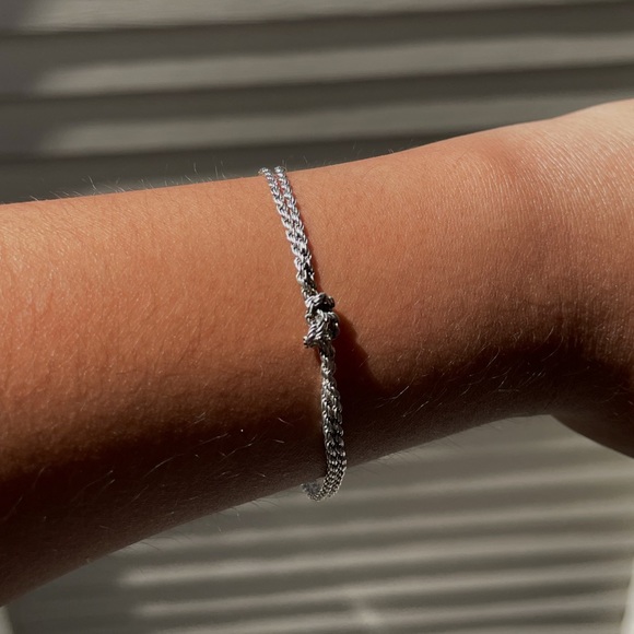 Sterling Silver Rope Chain Knot Bracelet - Picture 5 of 6